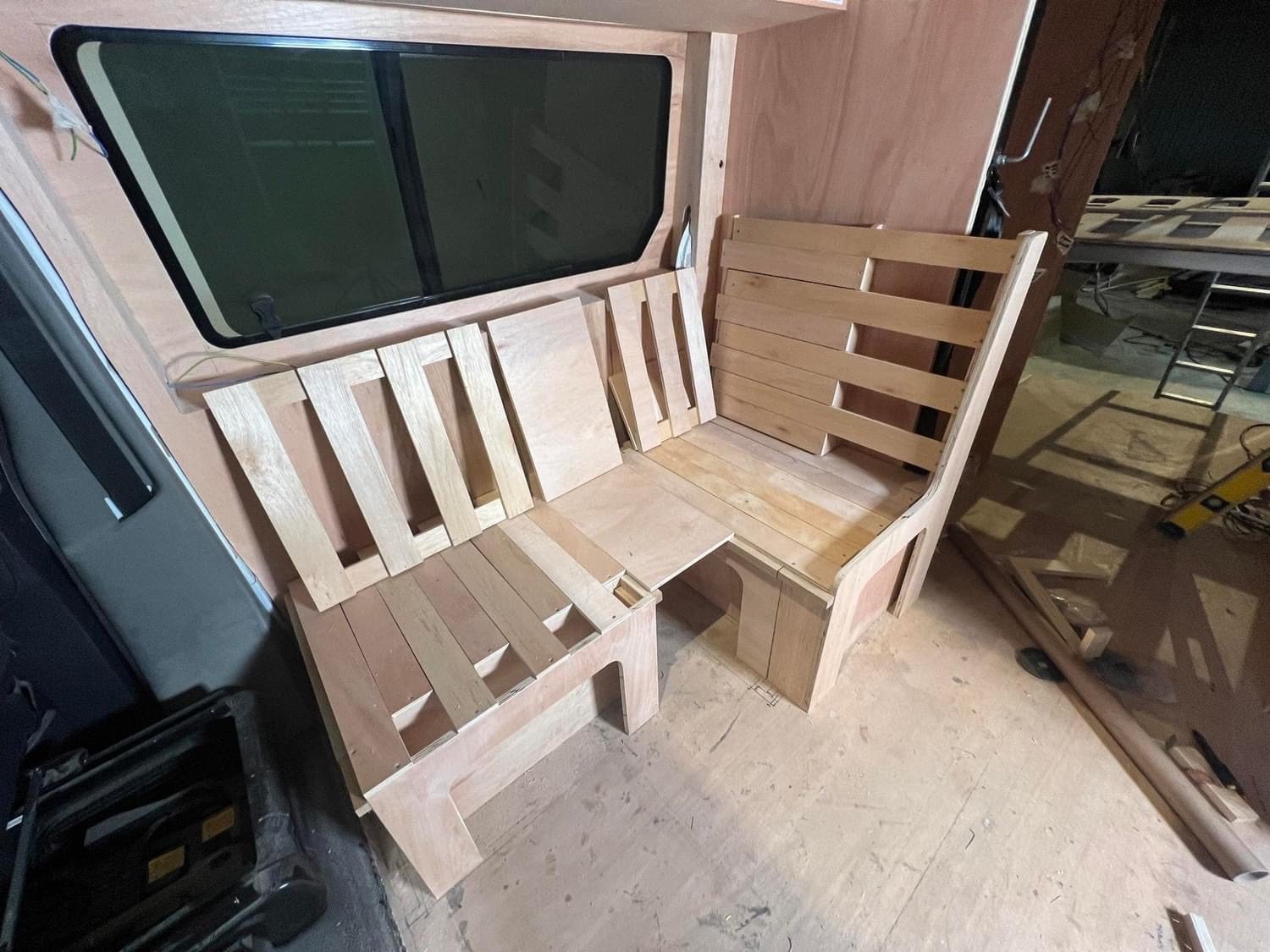 Birch ply carcasses, dry-fitted before finishing